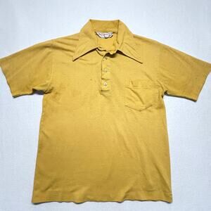 Vintage 60s 70s Munsingwear Mens Polo Size M Gold Knit Pocket Shirt Penguin USA